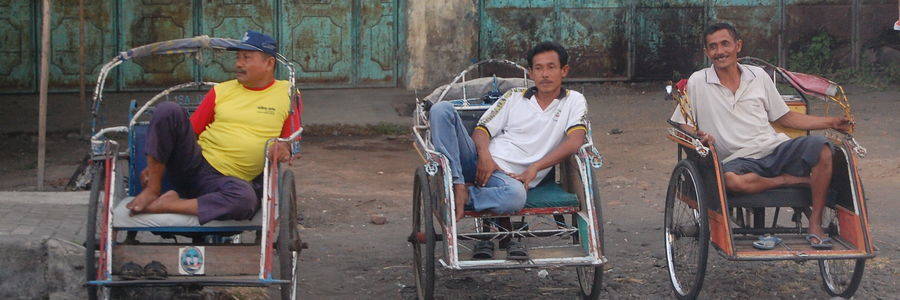 Becak chauffeurs in Indonesië
