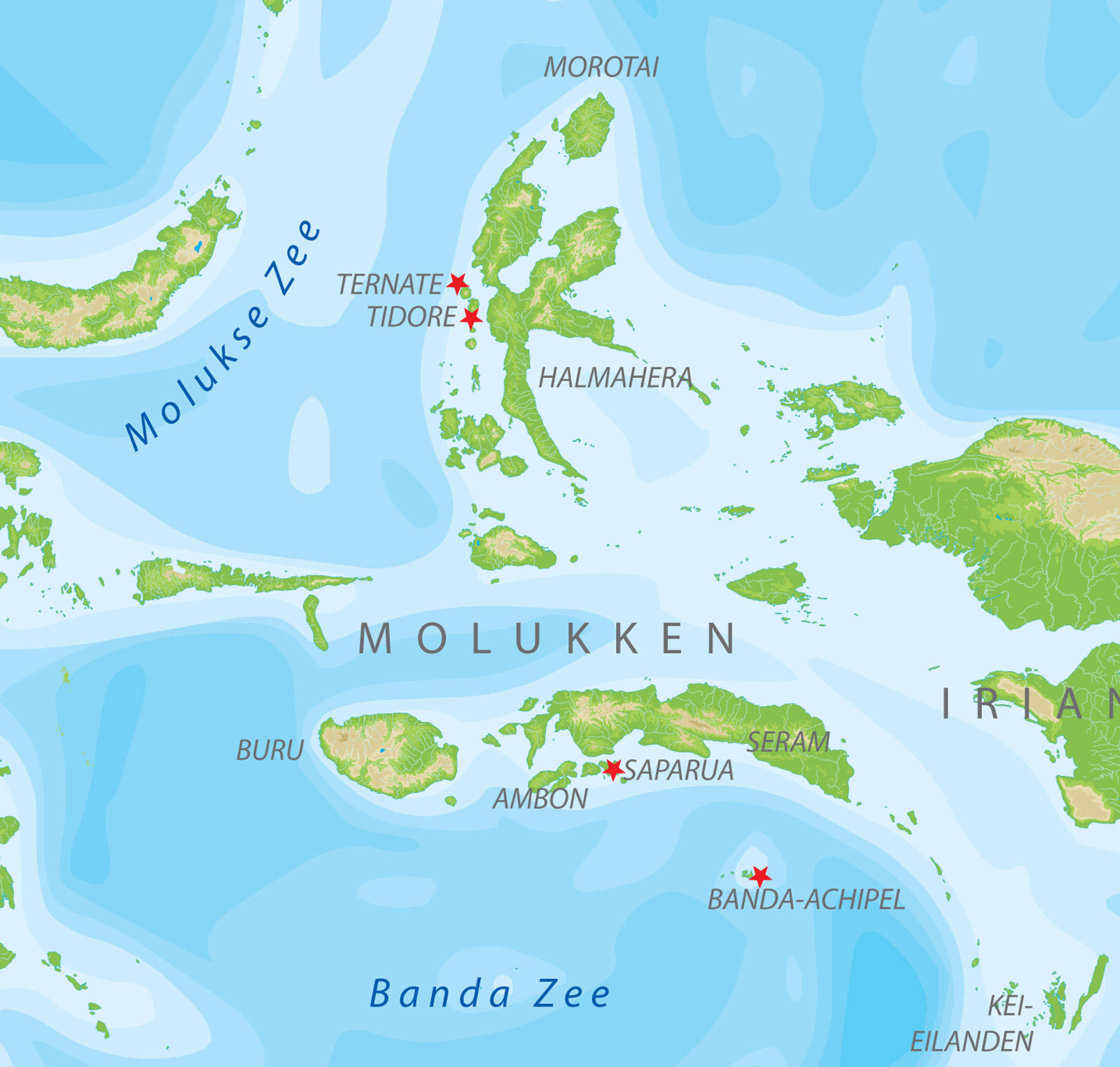 De kaart van de Molukken 